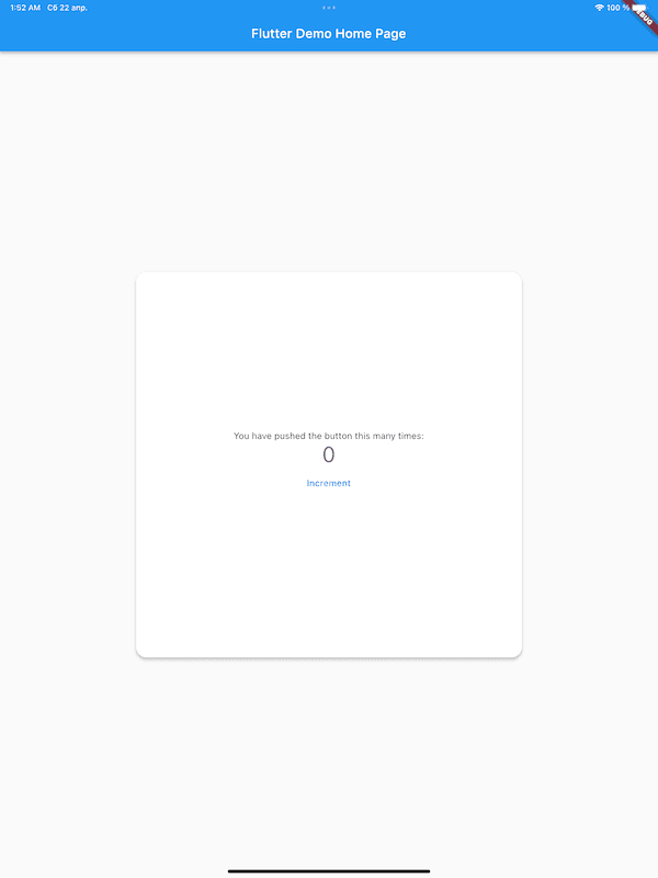 Dezelfde app op een iPad Pro 12,9 inch, waar largeBuilder de inhoud in een bredere kaart zet